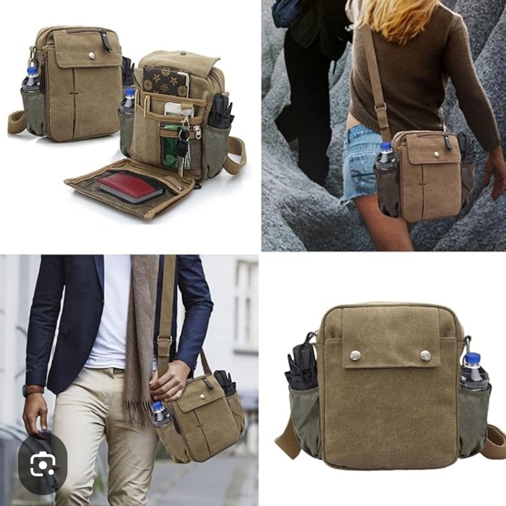 Ciana Canvas Khaki/Green Multifunctional Crossbody Bag